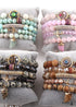 Boho Bracelet, RH Bracelet Set, Freedom Bird, Natural Stones in Green, Rose, White
